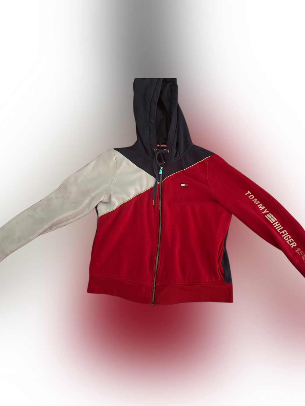 Tommy Hilfiger Navy, Red & Cream Colorblock Zip Hoodie